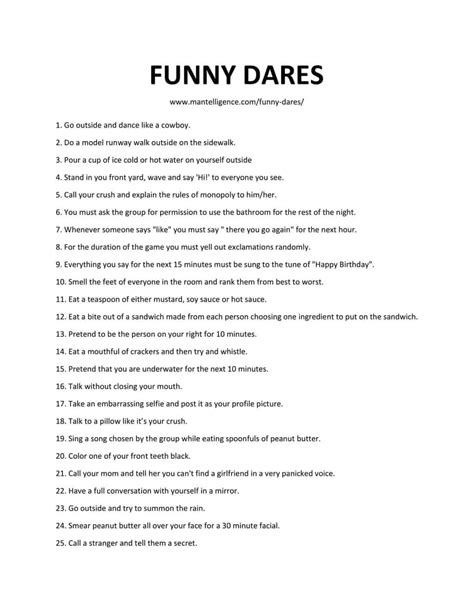 list of funny punishments|funniest dares.